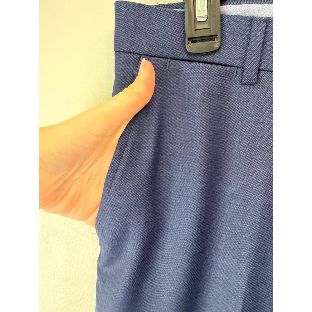 Tommy Hilfiger Mens Blue Wool Blend Flat Front Dress Pants 32R P32R